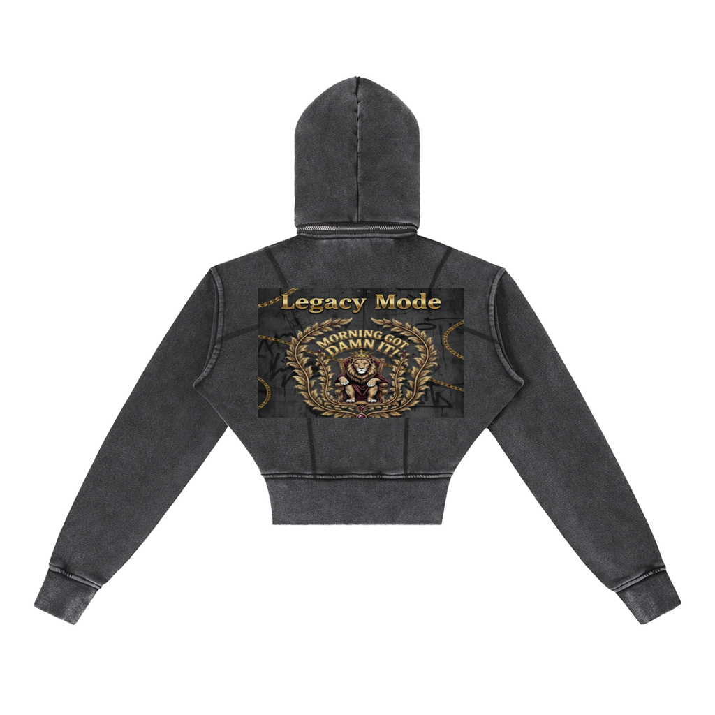 Vintage Washed Cropped Fleece Hoodie